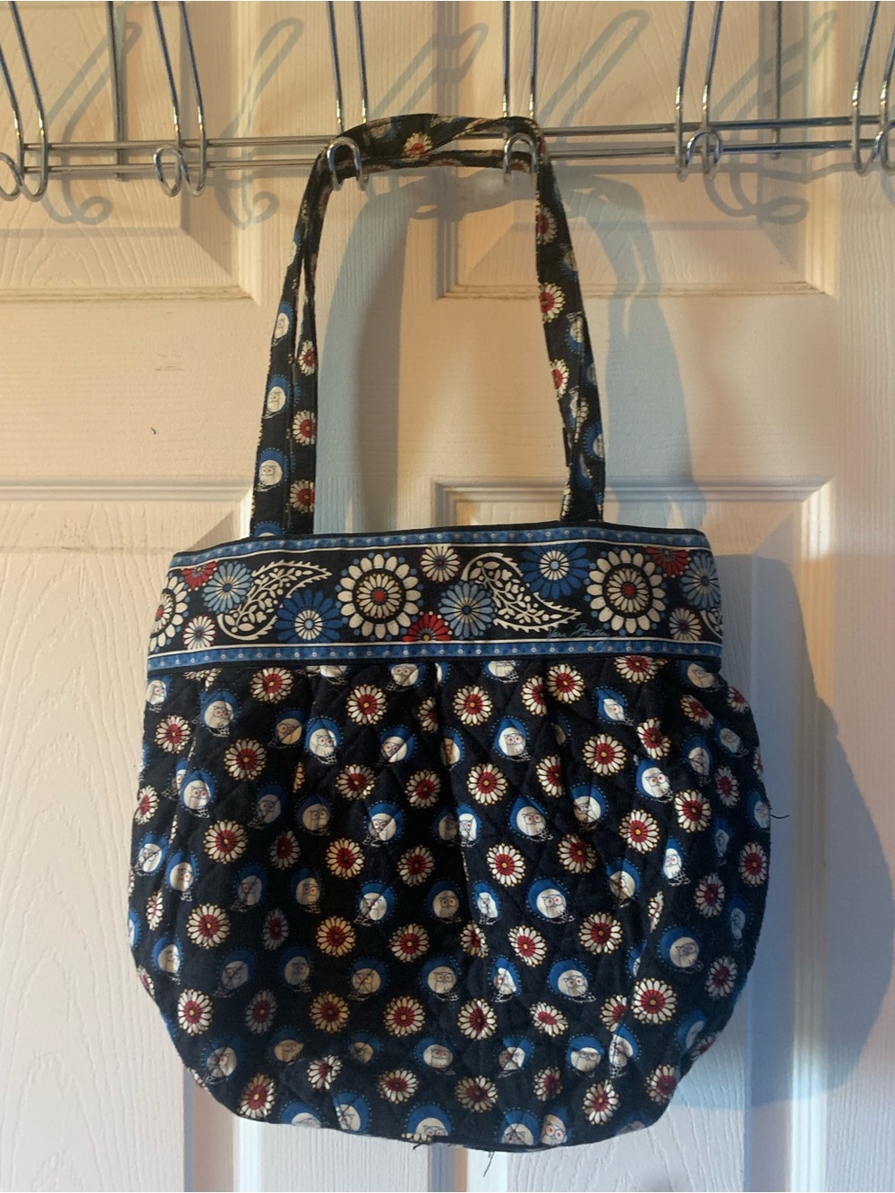Vera Bradley Night Owl Quilted Floral Navy Tote Bag